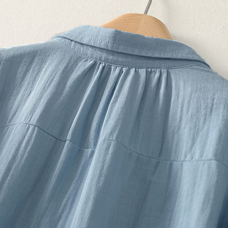 Buddha Stones Chemise femme en polyester à manches longues et col rond, couleur unie - image 8