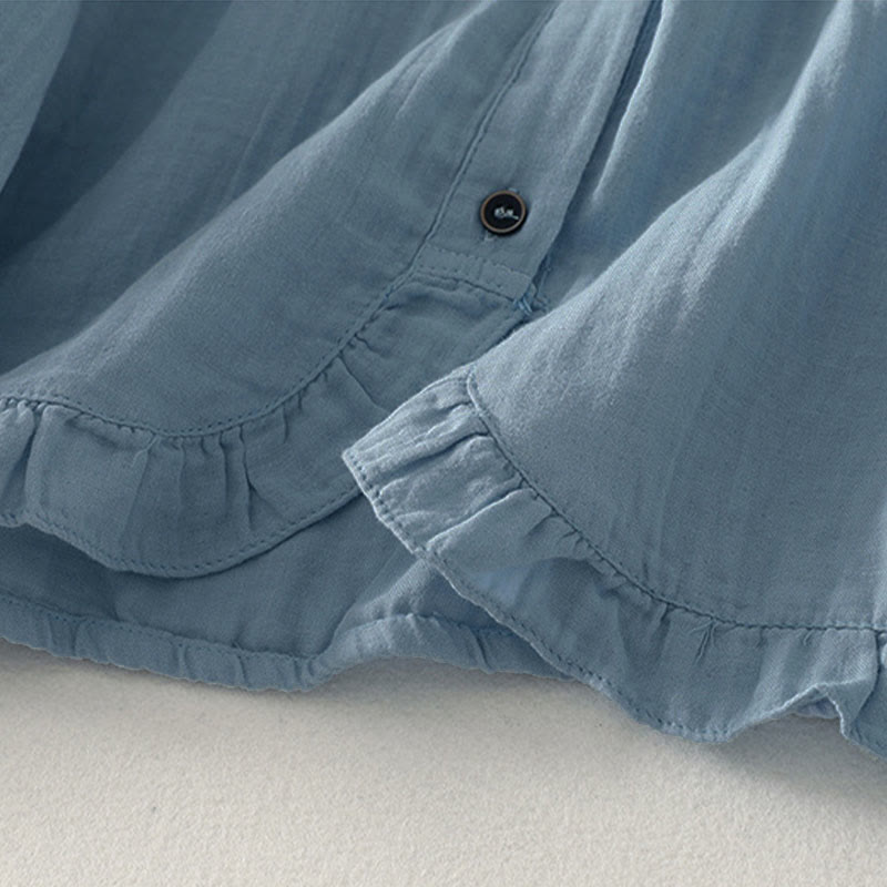 Buddha Stones Chemise femme en polyester à manches longues et col rond, couleur unie - image 5