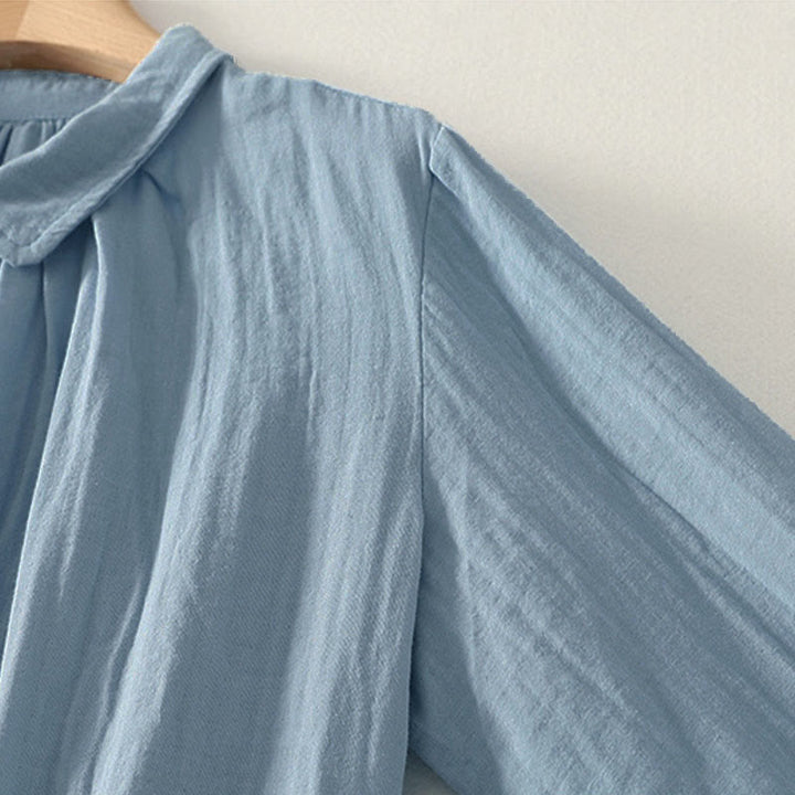 Buddha Stones Chemise femme en polyester à manches longues et col rond, couleur unie - image 3