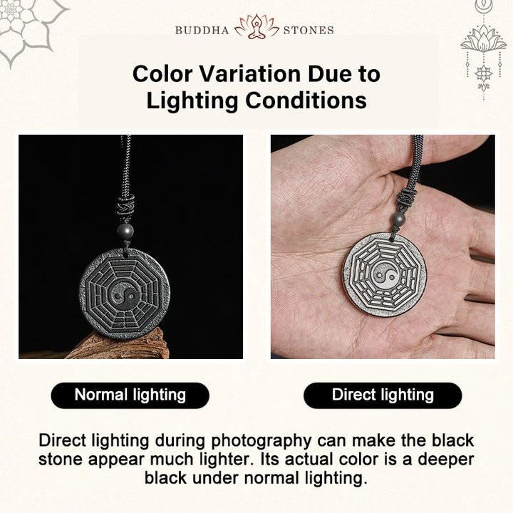 Buddha Stones, authentique pierre de shungite, collier pendentif de protection Yin Yang Bagua, pierre de shungite. - image 4