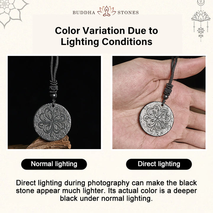 Collier de protection en pierre de Buddha Stones à quatre feuilles, authentique pierre de shungite et graphite - image 4