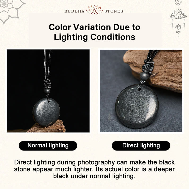 Collier pendentif géométrique rond en pierre de shungite authentique, orné d'une corde renforçant la force intérieure, Buddha Stones. - image 4
