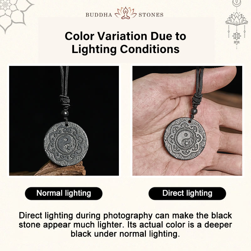Buddha Stones Tai Chi Yin Yang Symbole authentique de Shungite Force intérieure Collier Pendentif Pierres de Bouddha Tai Chi Yin Yang - image 4