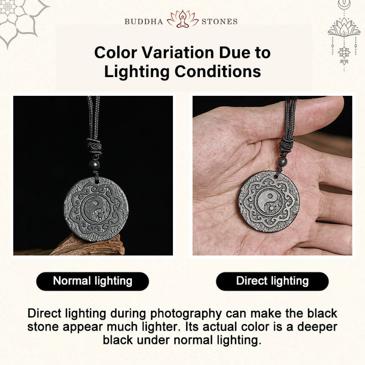 Buddha Stones Tai Chi Yin Yang Symbole authentique de Shungite Force intérieure Collier Pendentif Pierres de Bouddha Tai Chi Yin Yang - image 4