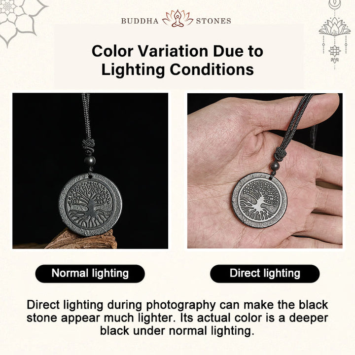 Buddha Stones, motif sculpté de l'Arbre de Vie, pendentif en shungite authentique pour collier de protection - image 4