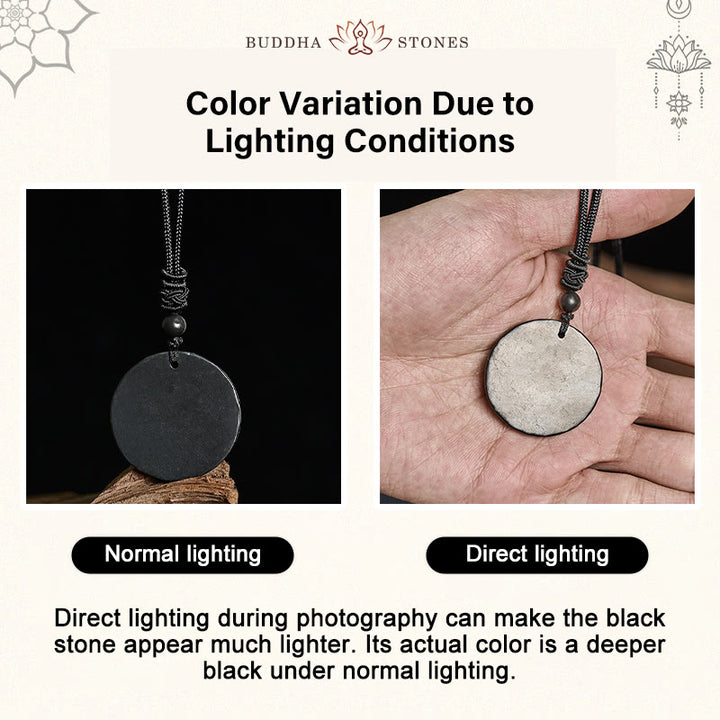 Collier pendentif en Buddha Stones, cercle, design simple, authentique pierre de shungite, protection - image 4