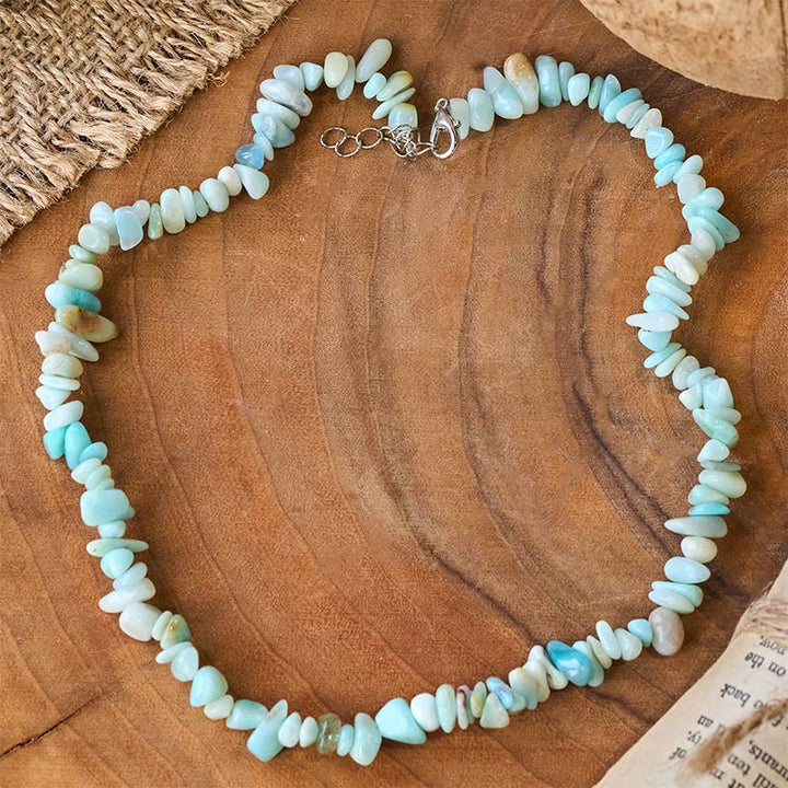 Collier porte-bonheur en pierre de cristal naturelle Buddha Stones - Amazonite - image 2