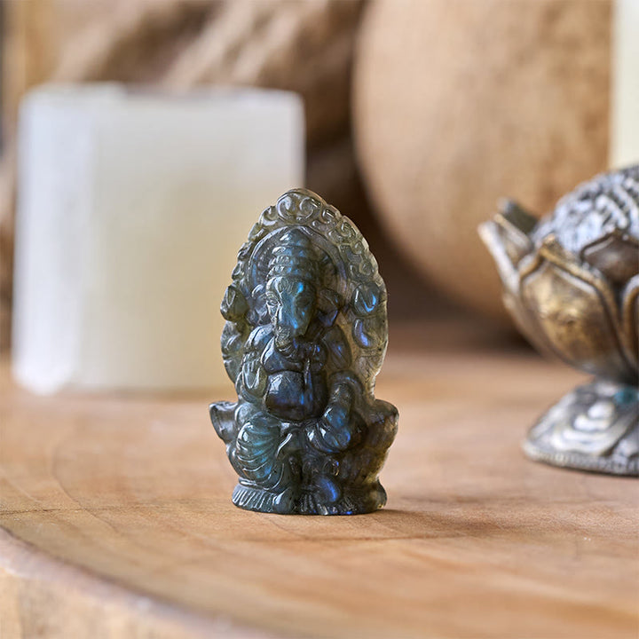 Buddha Stones Figurine de Ganesh Ganpati en labradorite, statue de guérison, décoration intérieure - image 2