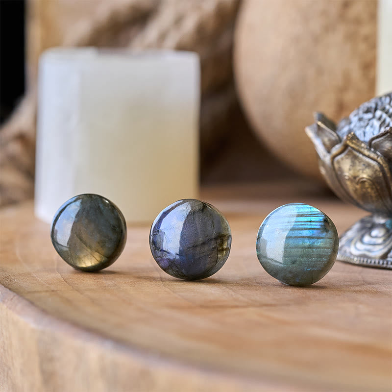 Buddha Stones Figurine décorative ronde en labradorite naturelle aux vertus curatives - image 1
