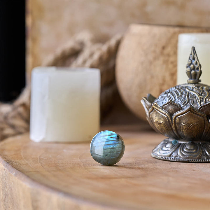 Buddha Stones Figurine décorative ronde en labradorite naturelle aux vertus curatives - image 2