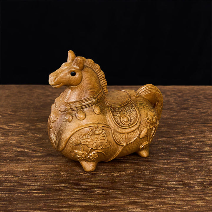Buddha Stones Mini décoration Année du Cheval Lotus Ébène Bois de Tilleul Bois de Santal Vert 5,5*5*3,2 cm - Bois de santal vert, environ 5,5 x 5 x 3,2 cm - image 15