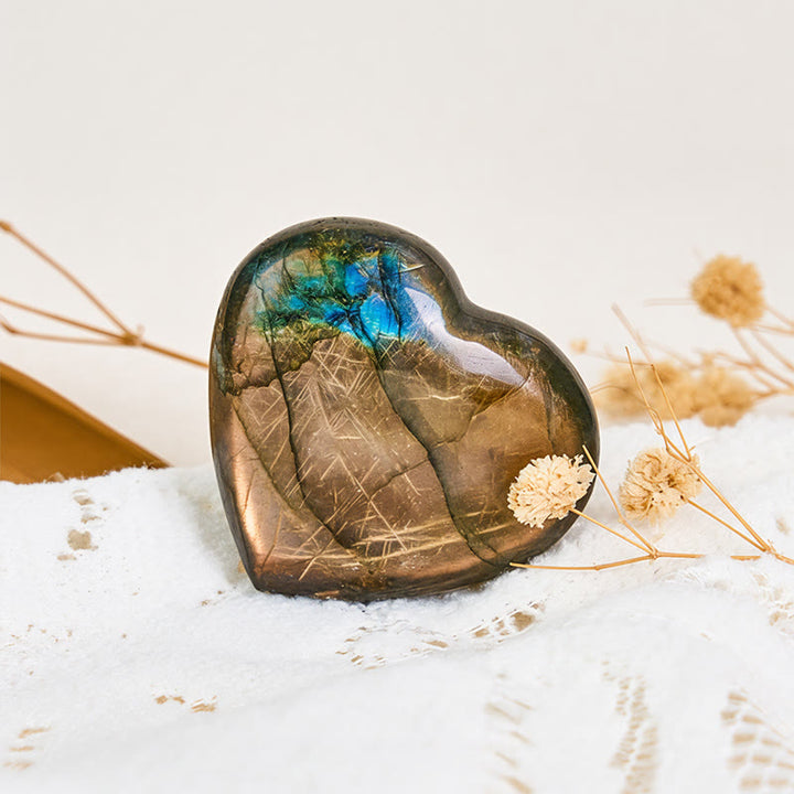 Buddha Stones Figurine décorative en labradorite naturelle en forme de cœur, symbole de guérison - Cœur - 4-5 cm - image 0