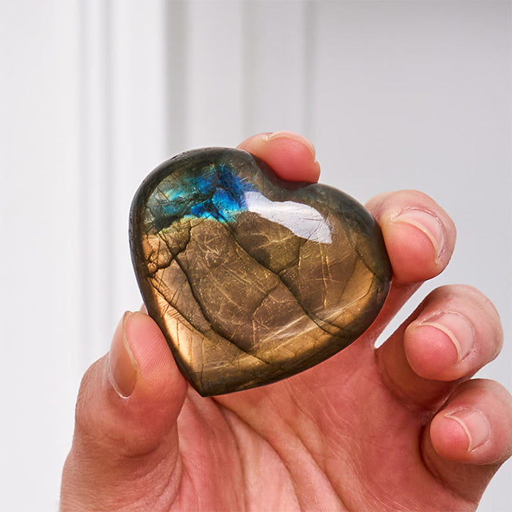 Buddha Stones Figurine décorative en labradorite naturelle en forme de cœur, symbole de guérison - image 5