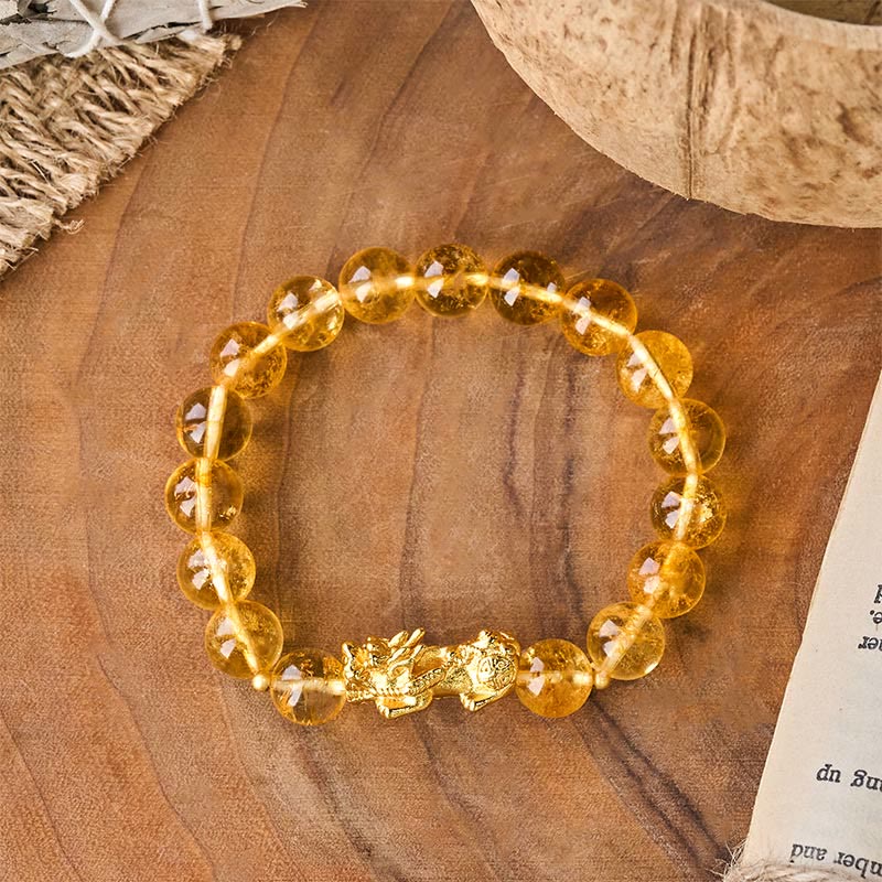Buddha Stones Bracelet de protection et de prospérité PiXiu en citrine naturelle - image 1