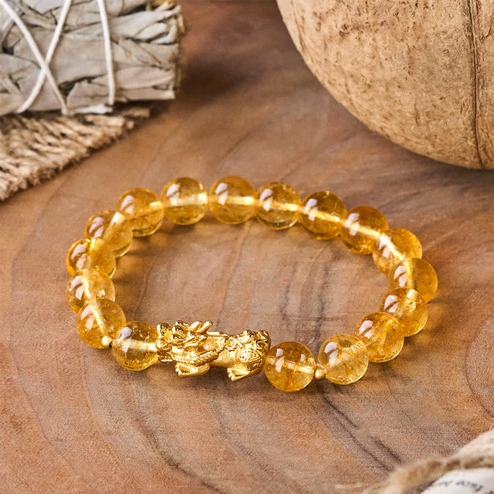 Buddha Stones Bracelet de protection et de prospérité PiXiu en citrine naturelle - image 2