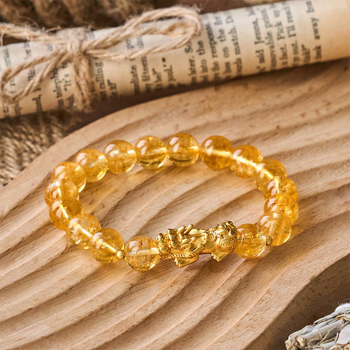Buddha Stones Bracelet de protection et de prospérité PiXiu en citrine naturelle - image 3