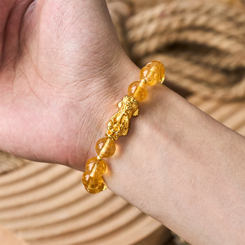 Buddha Stones Bracelet de protection et de prospérité PiXiu en citrine naturelle - image 4