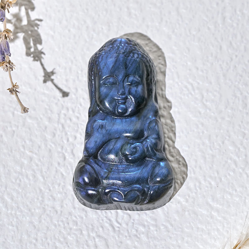 Buddha Stones Statuette de Bouddha en labradorite naturelle, symbole de Bouddha, pour la décoration intérieure - image 2