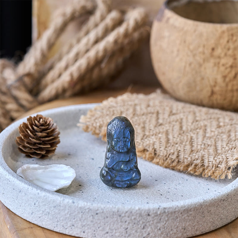 Buddha Stones Statuette de Bouddha en labradorite naturelle, symbole de Bouddha, pour la décoration intérieure - image 6