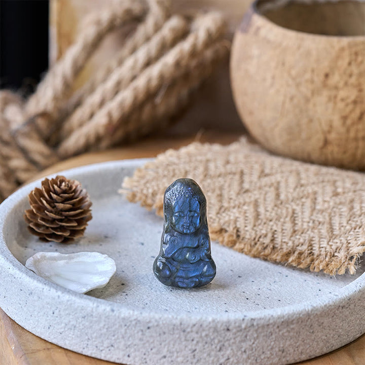 Buddha Stones Statuette de Bouddha en labradorite naturelle, symbole de Bouddha, pour la décoration intérieure - image 6