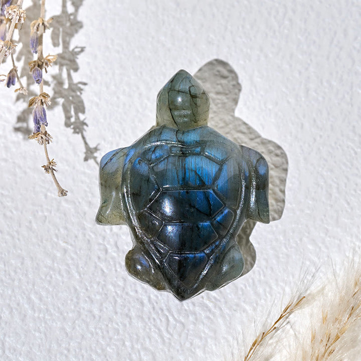 Buddha Stones Figurine de tortue en labradorite naturelle, symbole de sagesse et de protection, décoration intérieure - image 3
