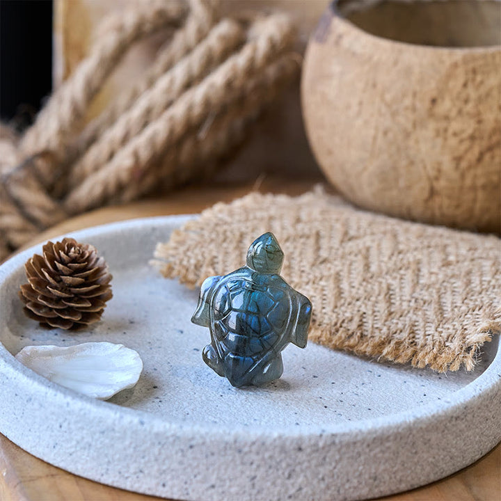 Buddha Stones Figurine de tortue en labradorite naturelle, symbole de sagesse et de protection, décoration intérieure - image 5