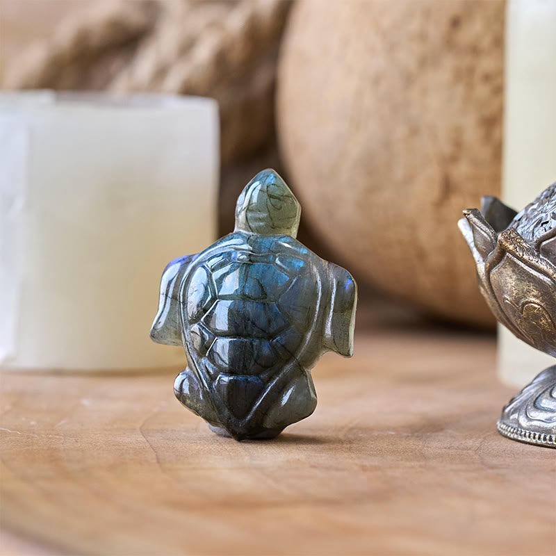 Buddha Stones Figurine de tortue en labradorite naturelle, symbole de sagesse et de protection, décoration intérieure - image 2