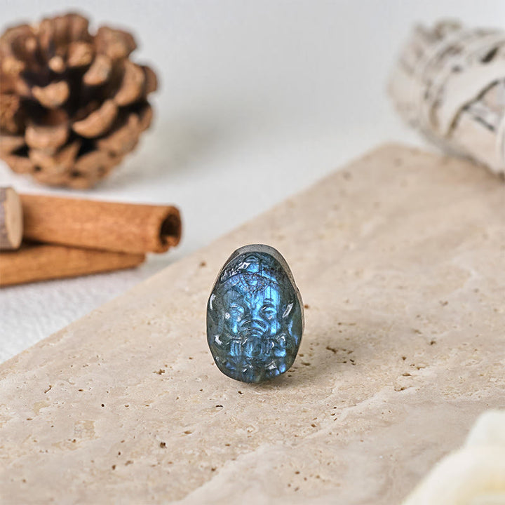 Buddha Stones Figurine d'éléphant Ganesh en labradorite naturelle, statue de protection et de guérison, décoration intérieure - image 2