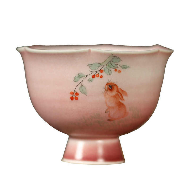 Buddha Stones Tasse à thé en céramique peinte à la main, motif lapin, orchidée, bégonia, style Kung Fu, 75 ml - image 4