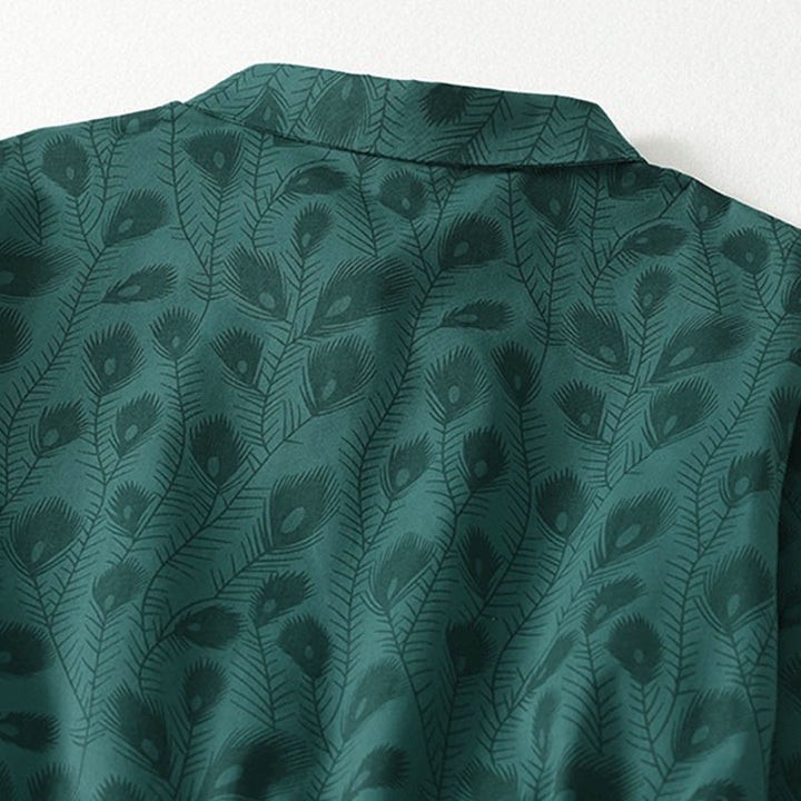 Buddha Stones Robe midi à manches longues et poches, imprimée de motifs de vignes printanières. - image 4