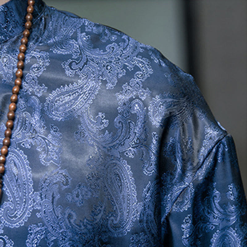 Buddha Stones Chemises à manches courtes pour hommes à motif de fleurs de cajou d'été et boutons brandebourg - image 37