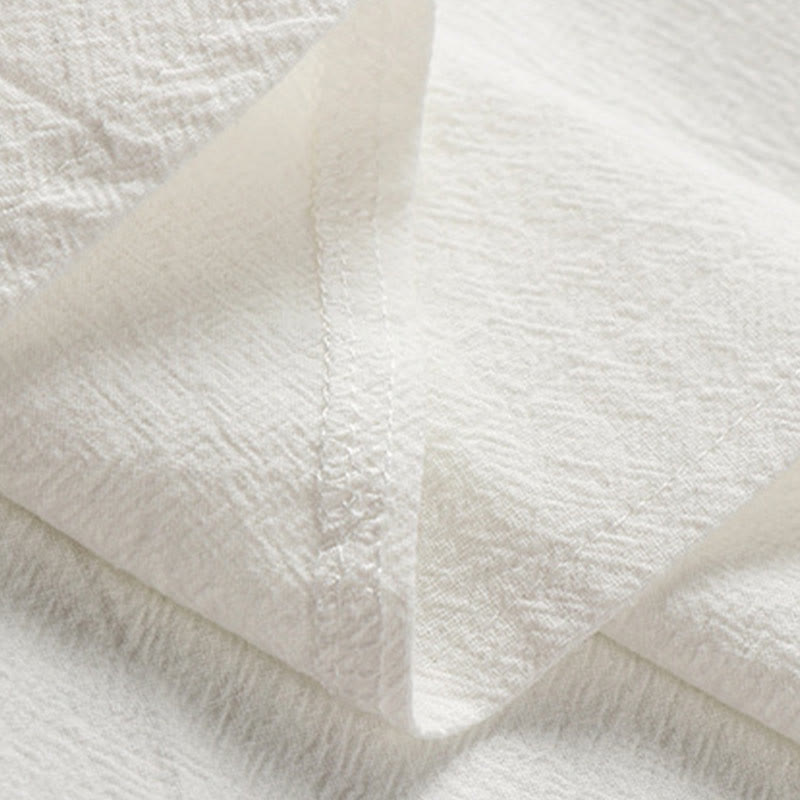 Buddha Stones Chemise homme en coton et lin à manches courtes, ornée de broderies de nuages ​​porte-bonheur et de boutons grenouilles d'été - image 7