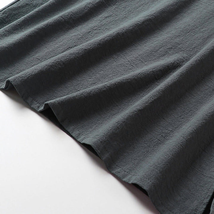 Buddha Stones Chemise d'été pour homme en coton et lin, col en V, manches courtes, boutons brandebourg, broderie nuages - image 7