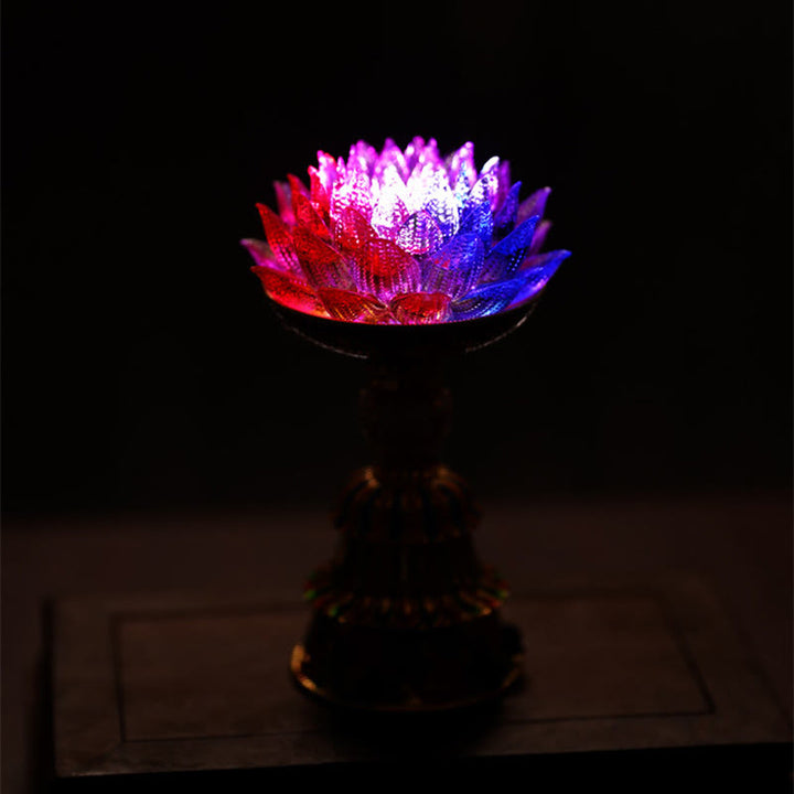 Buddha Stones Socle en verre Lotus Liuli, huit symboles auspicieux, décoration d'intérieur pour l'illumination - image 21