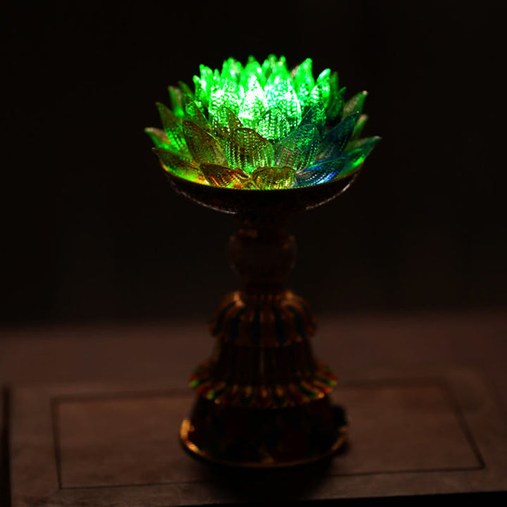 Buddha Stones Socle en verre Lotus Liuli, huit symboles auspicieux, décoration d'intérieur pour l'illumination - image 35