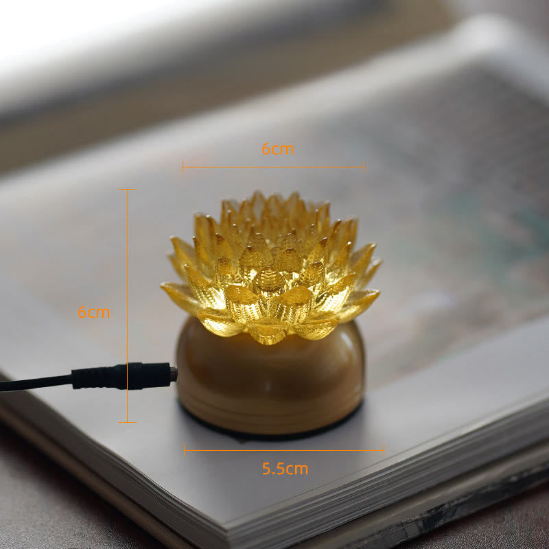 Buddha Stones Décoration intérieure Lotus Liuli en verre, cuivre et laiton, symbole de nouveau départ - Socle en laiton cuivré Lotus doré (6*6*5,5 cm) - Module d'extension - image 9