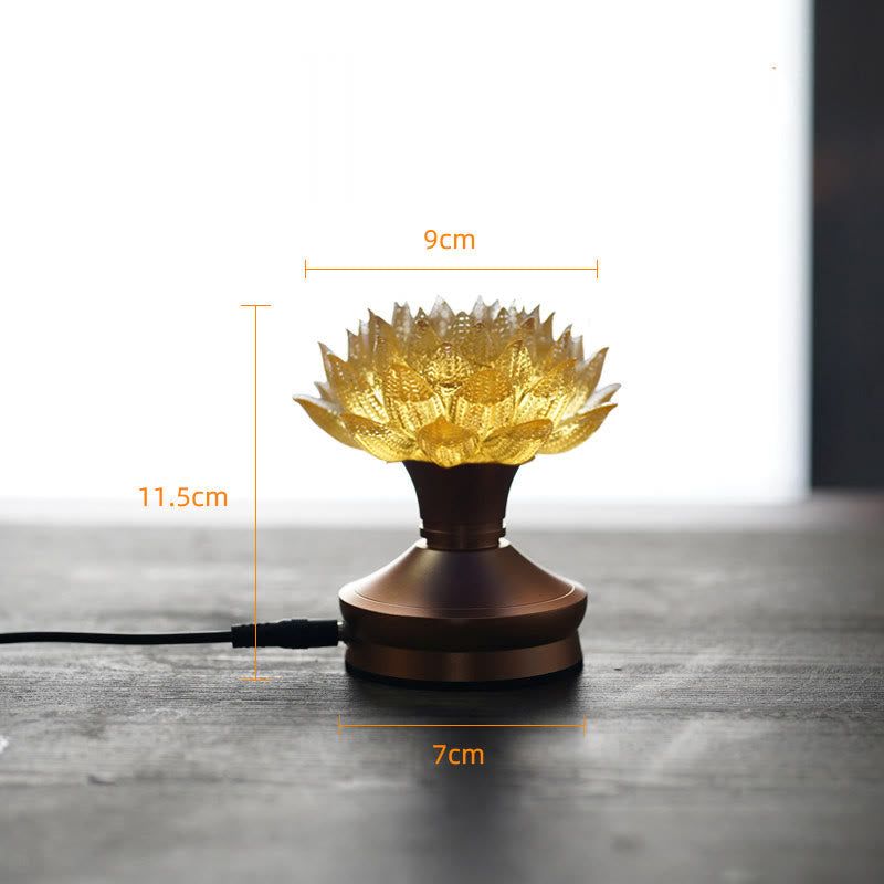 Buddha Stones Décoration intérieure Lotus Liuli en verre, cuivre et laiton, symbole de nouveau départ - Socle en alliage d'aluminium Lotus doré (9*11,5*7 cm) - Module d'extension - image 26