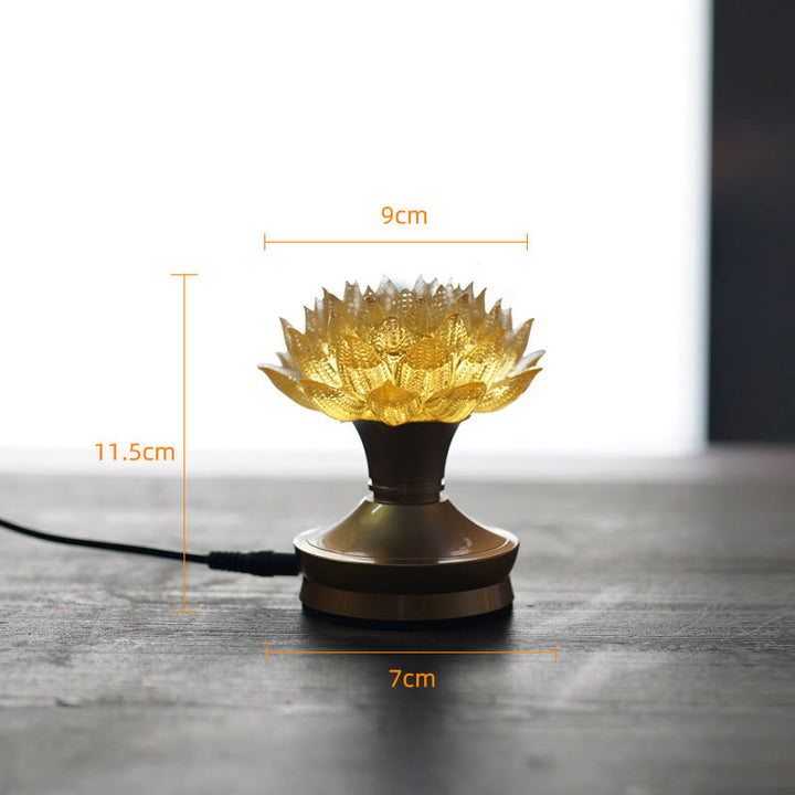 Buddha Stones Décoration intérieure Lotus Liuli en verre, cuivre et laiton, symbole de nouveau départ - Socle en cuivre et laiton « Lotus doré » (9 x 11,5 x 7 cm) - Module d'extension - image 30