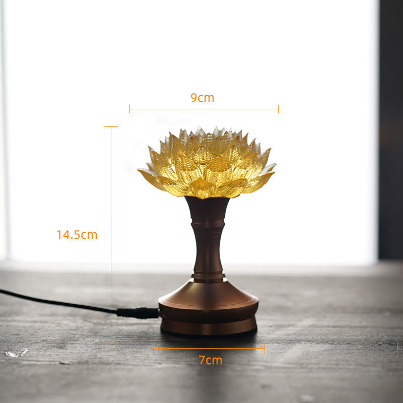 Buddha Stones Décoration intérieure Lotus Liuli en verre, cuivre et laiton, symbole de nouveau départ - Socle en alliage d'aluminium Lotus doré (9*14,5*7 cm) - Module d'extension - image 34