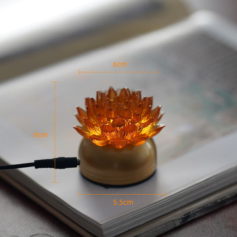 Buddha Stones Décoration intérieure Lotus Liuli en verre, cuivre et laiton, symbole de nouveau départ - Socle en cuivre et laiton Orange Lotus (6*6*5,5 cm) - Module d'extension - image 13