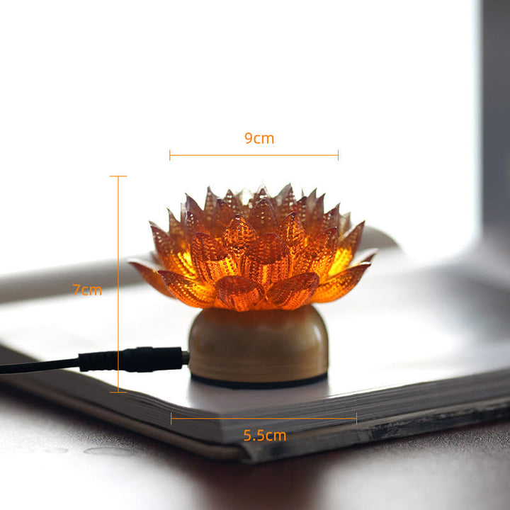 Buddha Stones Décoration intérieure Lotus Liuli en verre, cuivre et laiton, symbole de nouveau départ - Socle en cuivre et laiton Orange Lotus (9*7*5,5 cm) - Module d'extension - image 24
