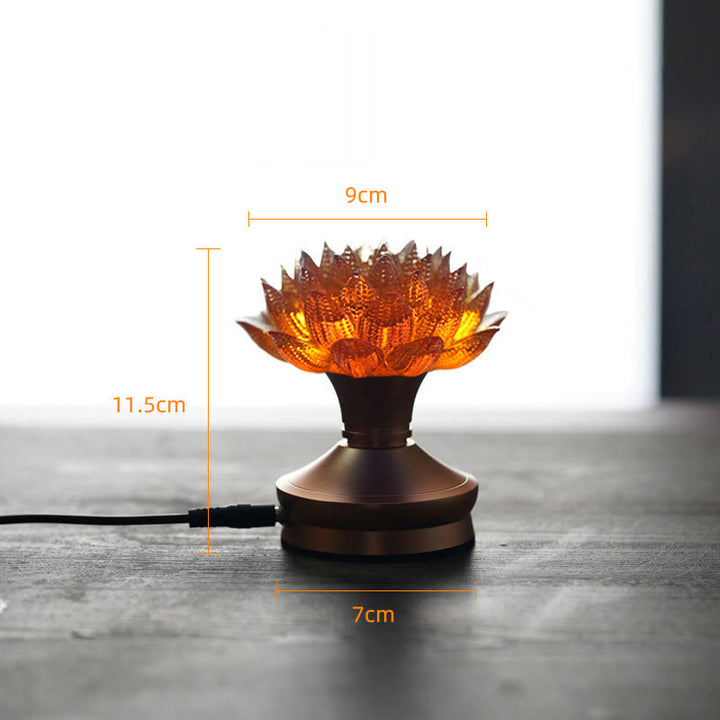 Buddha Stones Décoration intérieure Lotus Liuli en verre, cuivre et laiton, symbole de nouveau départ - Socle en alliage d'aluminium Orange Lotus (9*11,5*7 cm) - Module d'extension - image 28