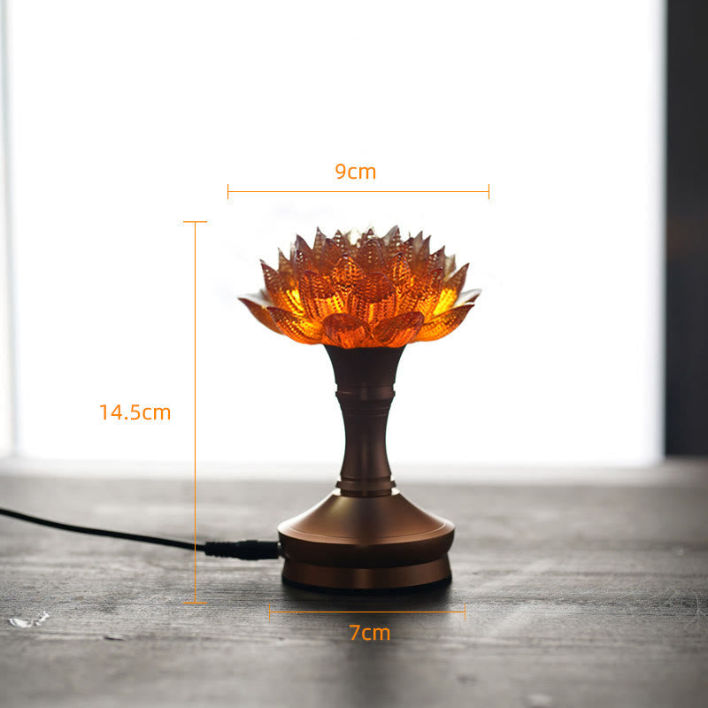 Buddha Stones Décoration intérieure Lotus Liuli en verre, cuivre et laiton, symbole de nouveau départ - Socle en alliage d'aluminium Orange Lotus (9*14,5*7 cm) - Module d'extension - image 36