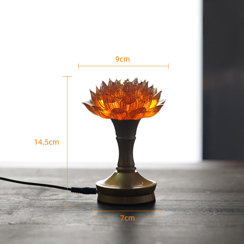 Buddha Stones Décoration intérieure Lotus Liuli en verre, cuivre et laiton, symbole de nouveau départ - Socle en cuivre et laiton Orange Lotus (9*14,5*7 cm) - Module d'extension - image 40