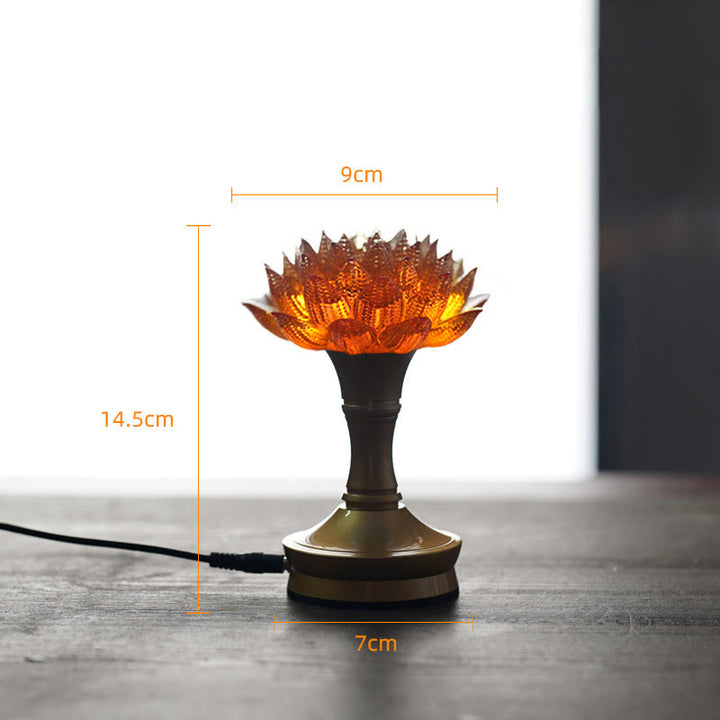Buddha Stones Décoration intérieure Lotus Liuli en verre, cuivre et laiton, symbole de nouveau départ - Socle en cuivre et laiton Orange Lotus (9*14,5*7 cm) - Module d'extension - image 40
