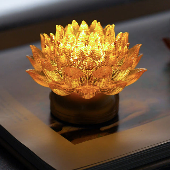 Buddha Stones Décoration intérieure Lotus Liuli en verre, cuivre et laiton, symbole de nouveau départ - image 0