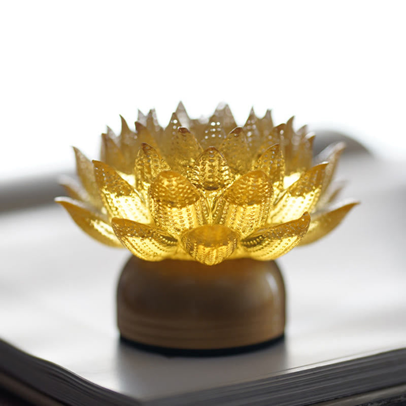 Buddha Stones Décoration intérieure Lotus Liuli en verre, cuivre et laiton, symbole de nouveau départ - image 12