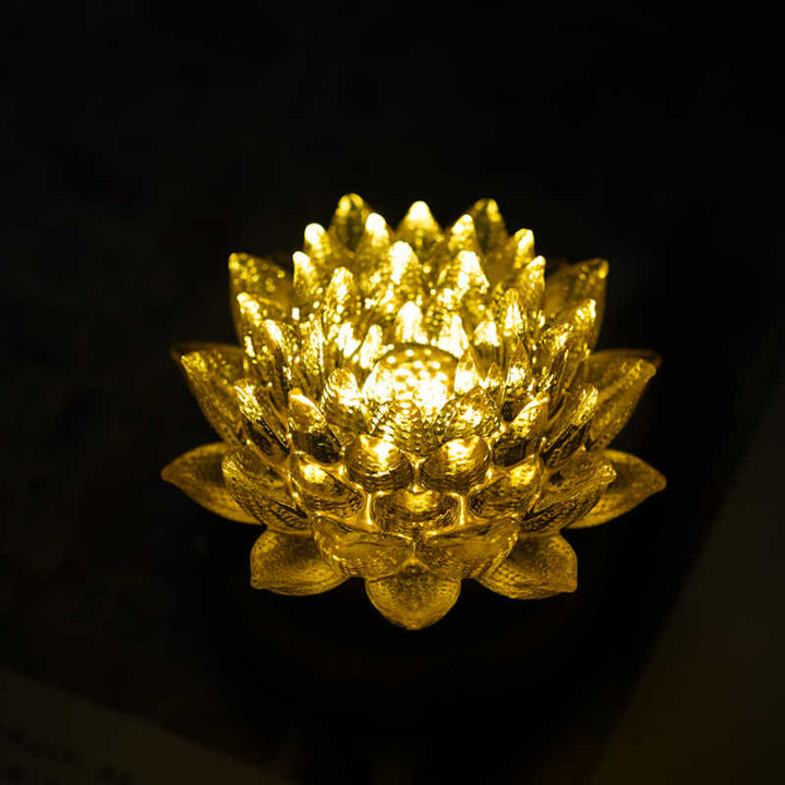Buddha Stones Décoration intérieure Lotus Liuli en verre, cuivre et laiton, symbole de nouveau départ - image 3