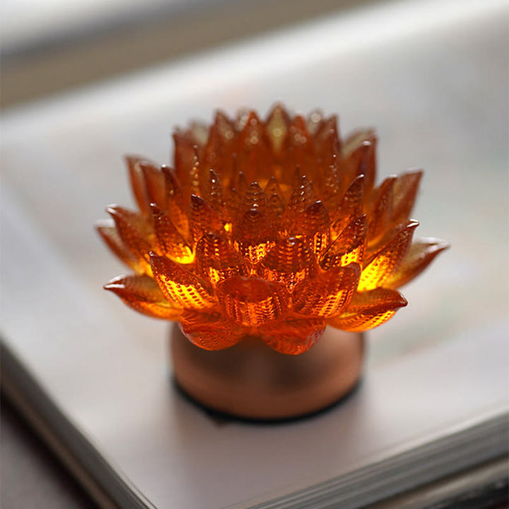 Buddha Stones Décoration intérieure Lotus Liuli en verre, cuivre et laiton, symbole de nouveau départ - image 20