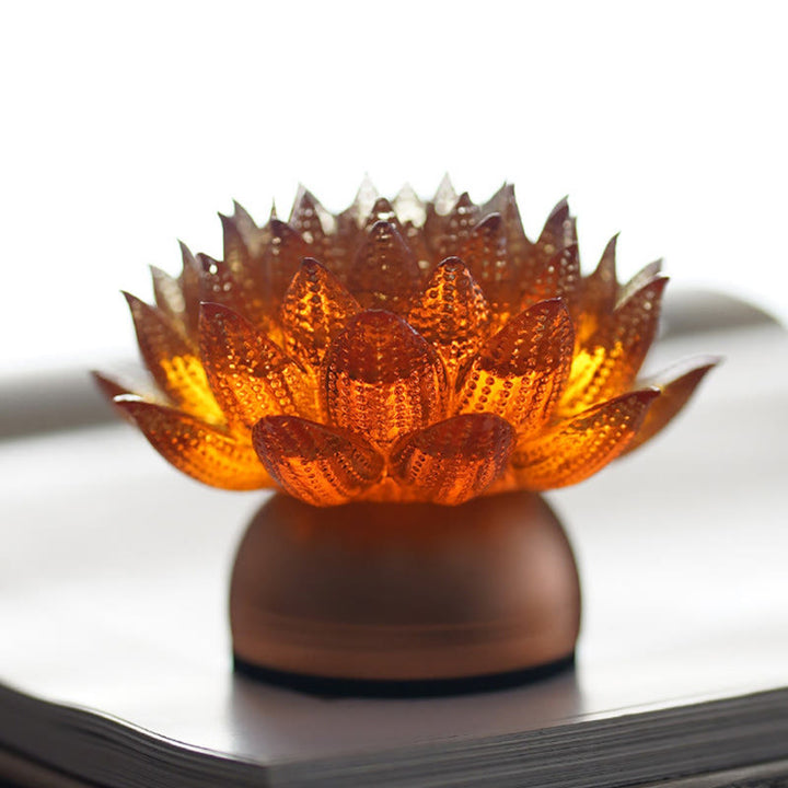 Buddha Stones Décoration intérieure Lotus Liuli en verre, cuivre et laiton, symbole de nouveau départ - image 19